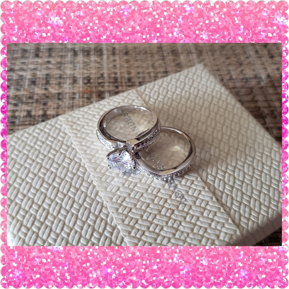 💕💕Size 8 💕💕14K White Gold Sapphire 2Pc Set - Picture 4 of 5